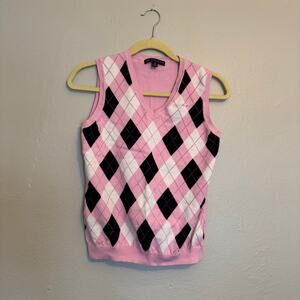 Brooks Brothers 100% Cotton Pink Argyle Sweater Vest